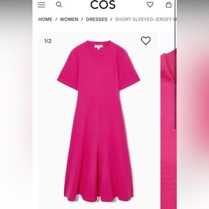 COS hot pink short-sleeve jersey midi dress